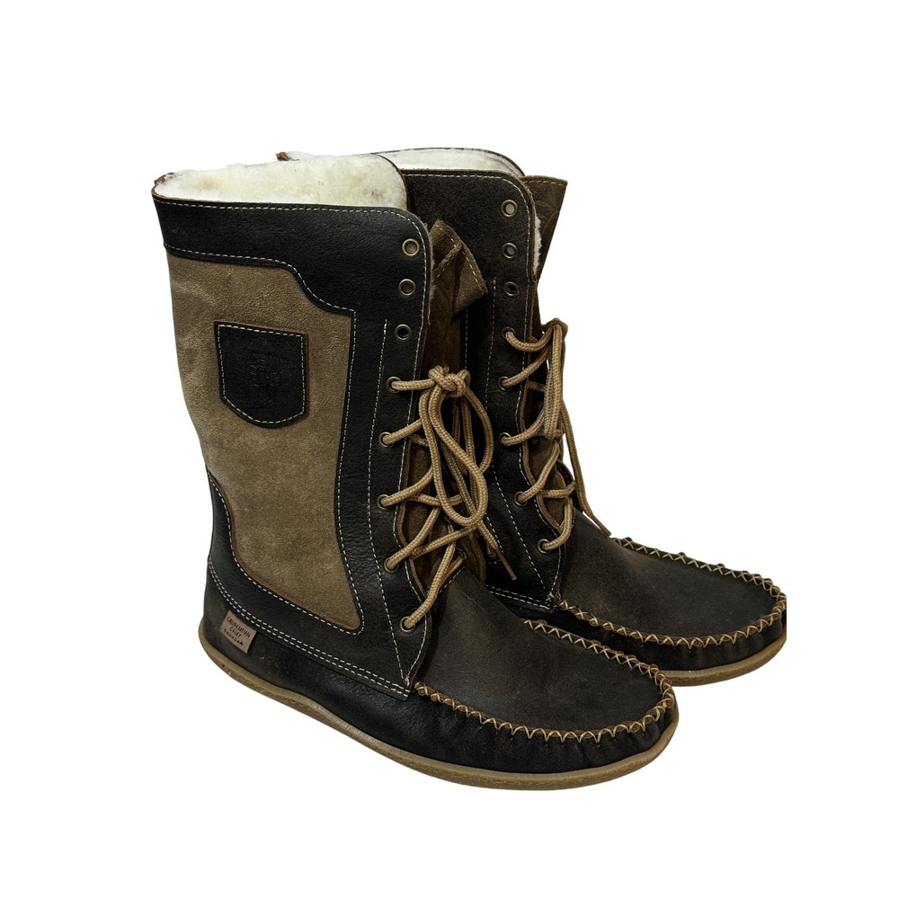 Laurentian Chief Boots Mens Size 10 Brown Shearling Lined Suede Moccasin Canada